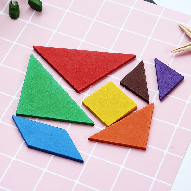 Деревянный Tangram 7 шт. головоломки красочный квадрат IQ игра Логические умное образовательное оборудование математика