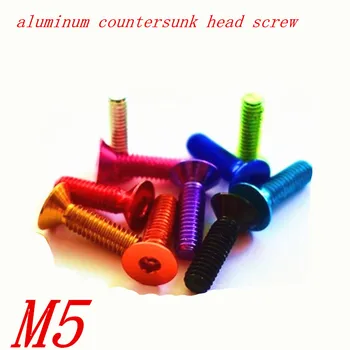 

10pcs DIN7991 M5*8/10/12/15/20/25 colourful aluminum flat hex socket countersunk head screw
