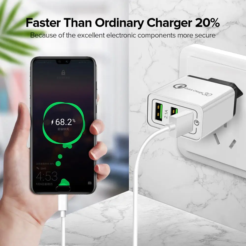 GETIHU 18 W سريعة تهمة 3.0 2.1A شاحن USB متعدد سريع الاتحاد الأوروبي التوصيل محول حائط QC 3.0 شحن الهاتف المحمول ل فون X 7 سامسونج
