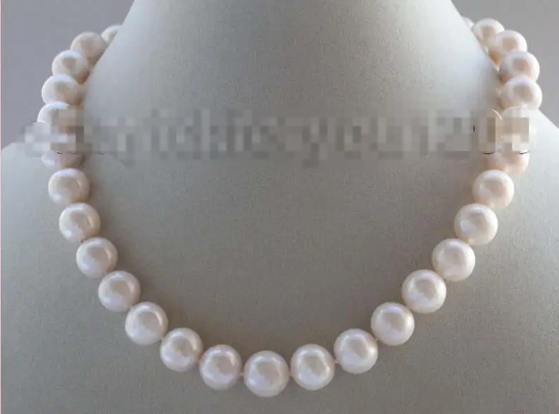 

Free shipping hot sale Women Bridal Wedding Jewelry >>17" Genuine Natural 13mm white round Pearl necklace 18kgp#f1871