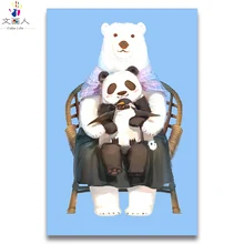 Животное белого медведя, панда и Пингвин diy масла цифровая живопись по номерам для modualr hoom украшения с комплекты посылка для детей