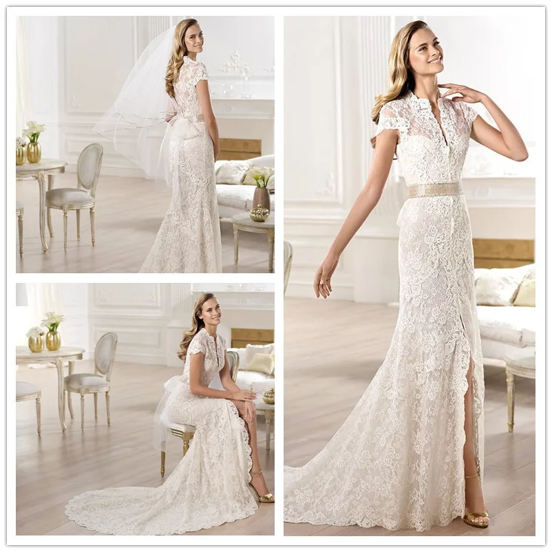 Elie Saab Wedding Dress 2015 Elegant Beach Sash Lace Short ...
