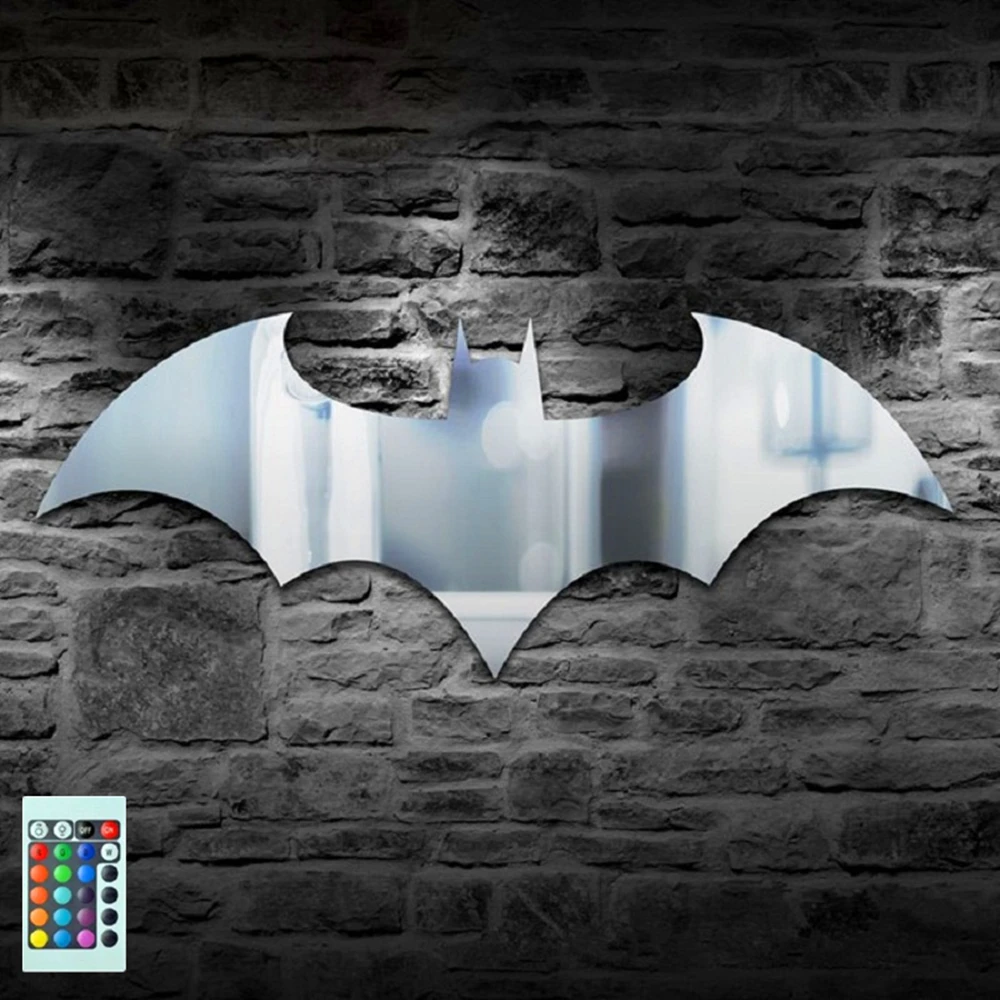 

Creative USB Batman Game Theme Mirror Night Light Colorful Remote Control LED Wall Lamp Living Room Bedroom ZBD0009