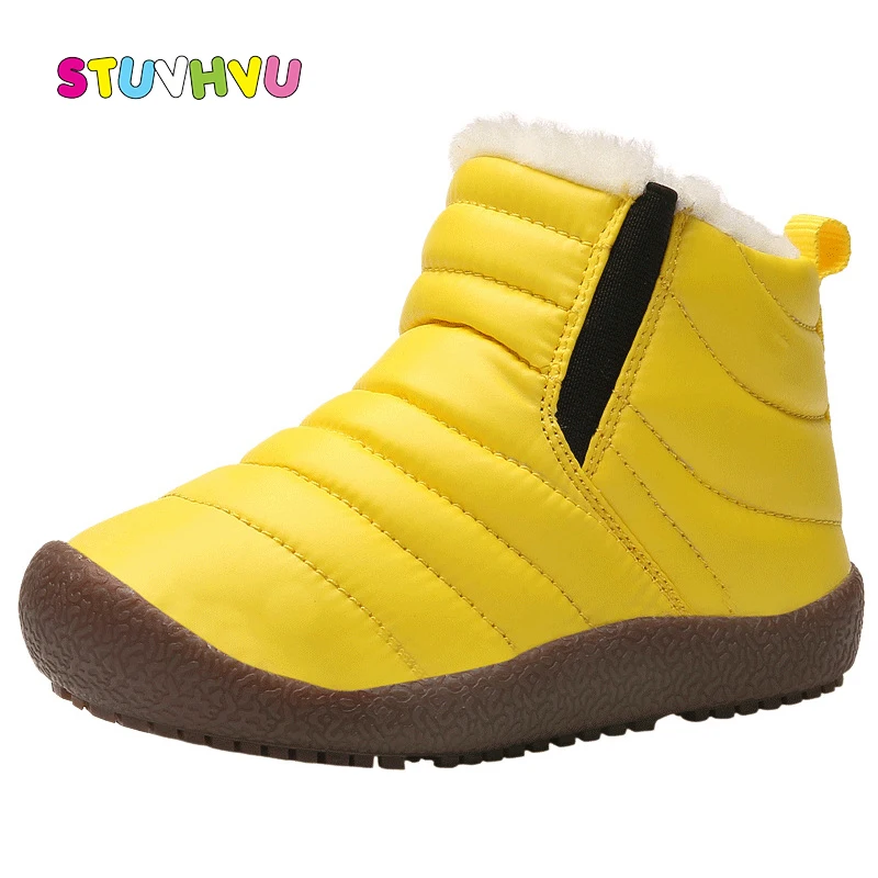 

Winter Children Boots Warm Cotton Shoes Plus Velvet Kids Ankle Boots Non-slip Leather Boys and Girls Boots Sport Shoes Wholesale