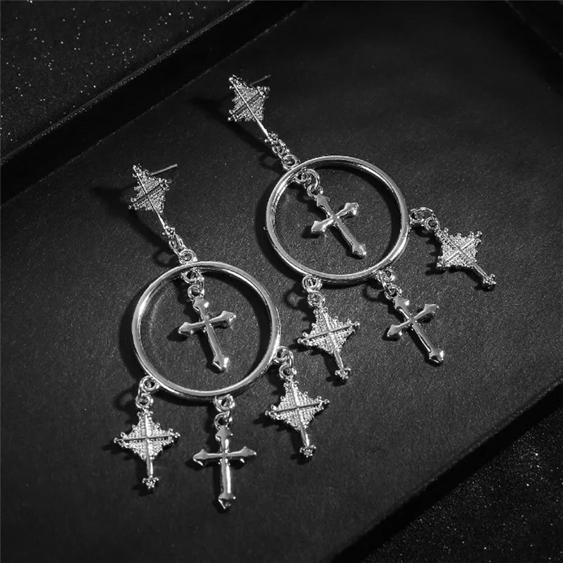 2018 Fashion Earrings for women Cross Earring Retro Art Dangle Earring Eardrop Ear Jewelry For gift Brincos J19#N (5)