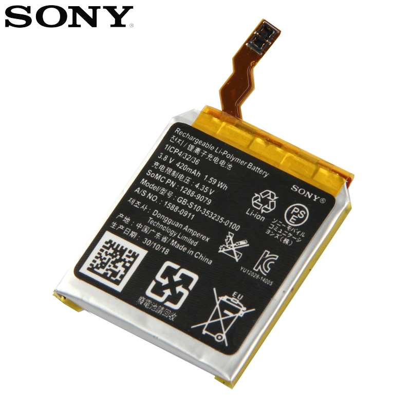 Оригинальный аккумулятор SONY для SmartWatch 3 SW3 SWR50 3SAS 420 мАч|Аккумуляторы мобильных
