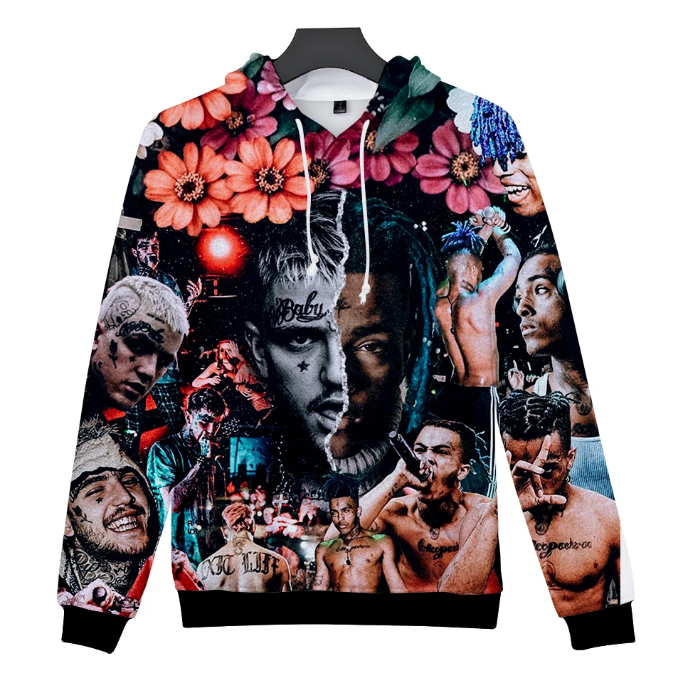 Толстовка с капюшоном и 3D принтом XXXtentacion and lil уличная одежда длинным рукавом для