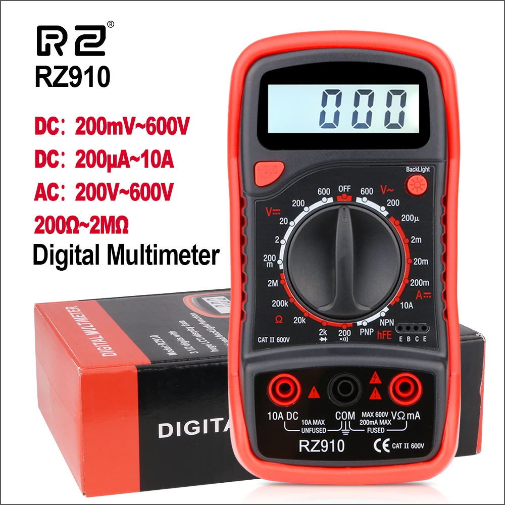 RZ дизайн ЖК дисплей подсветка тестер Цифровой мультиметр Напряжение Ток Сопротивление Емкость IC инструмент измерения RZ910