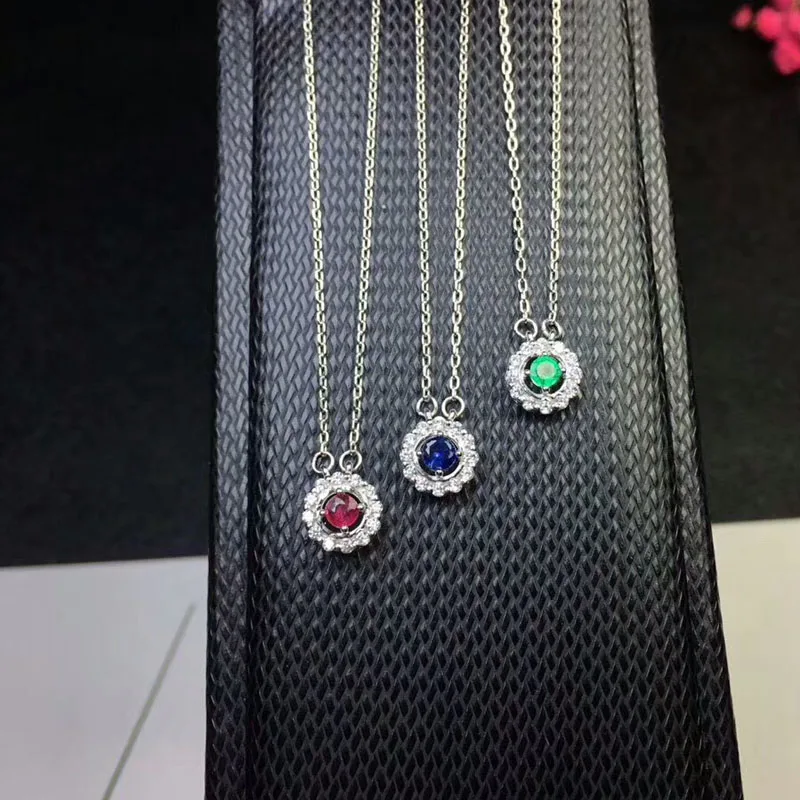 Qi Xuan_Fashion jewelry_colombia Green Stone Fashion Necklaces_S925 сплошная серебряная подвеска necklaces_прямая