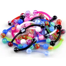 10 шт./лот акриловые Tragus Labret бар в язык, бровь пирсинг для пупка кольца ювелирные изделия для тела