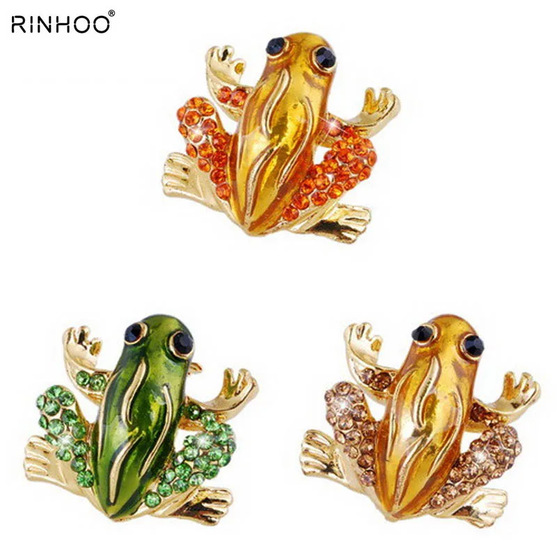 

Rhinestone Scarf Pins Brooches For Women Small Fashion Animal Frog Brooches Jewelry Lovely Crystal