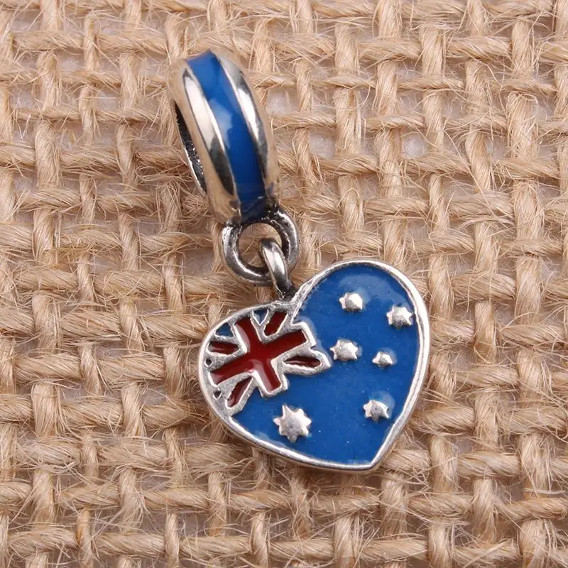 Enamel Australia Heart Flag Dangle Charms Original 100 Authentic 925