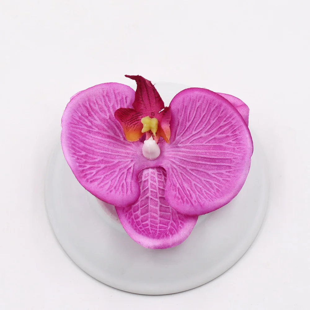 100 шт искусственный цветок высокого качества Шелковая бабочка головки орхидеи для свадебного автомобиля украшения дома DIY Flores Cymbidium ручной работы - Цвет: rose Red
