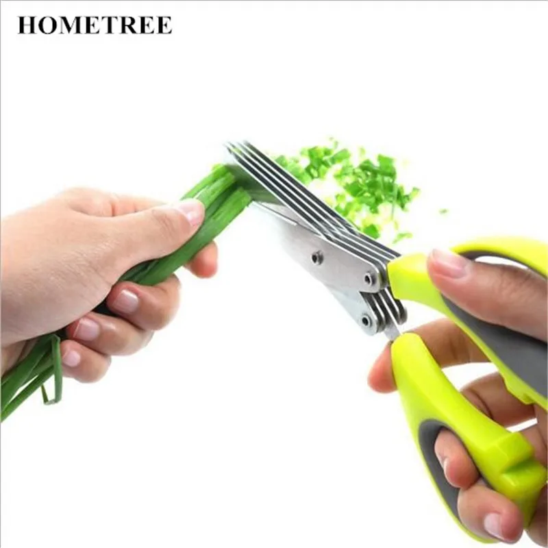 

HOMETREE Multi-functional Stainless Steel Knives 5 Layers Scissors Sushi Shredded Scallion Cut Herb Spices Kitchen Tools H554