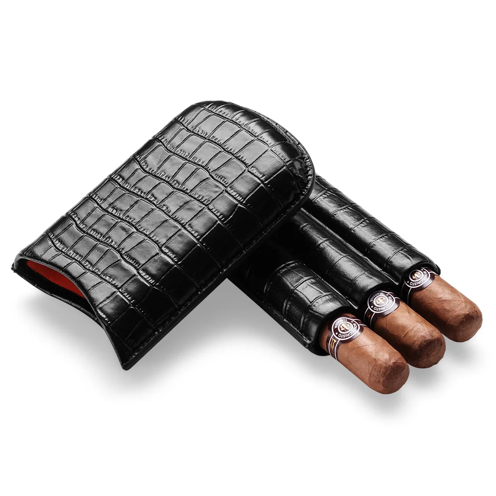 

CIGARLOONG Portable Leather Cigar Case Travel Cigar Moisturizing Case Fit 2 sticks Cigar Humidor Holder CLH-0050-3