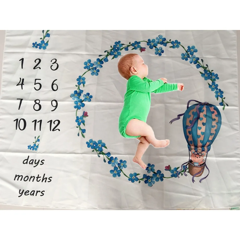 Для новорожденных веха номер цветок воздушные шары Медведь узор коврики одеяло фотографии задний план фон ткань
