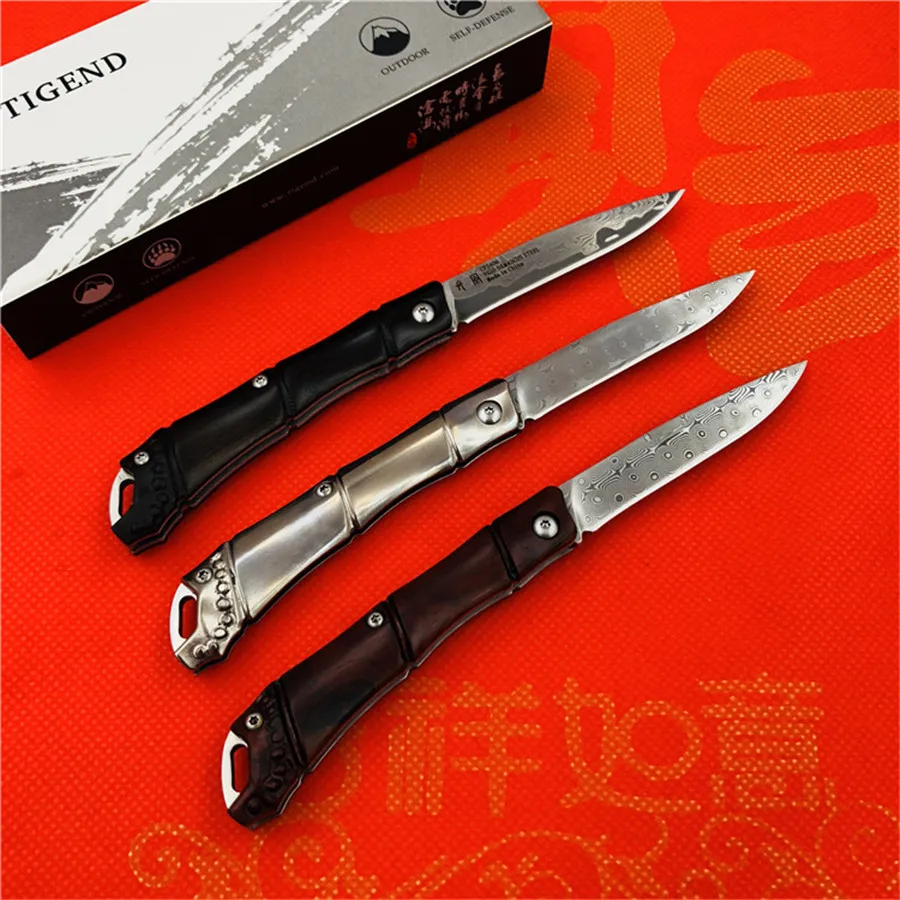 Складной нож из дамасской стали TIGEND CF5406T титановая ручка охотничьи ножи для