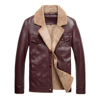 

2020 New Leather Jackets Men Winter Thicken Overcoat Turn-down Collar Casual Brand Clothing Fashion Jackets Male Plus Size M-4XL