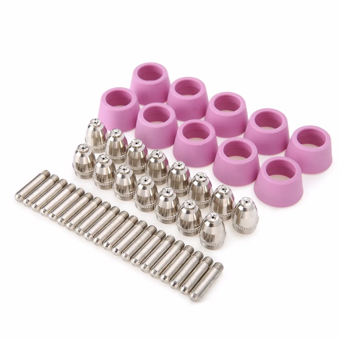 OSSIEAO  40Pcs Plasma Cutter Cutting Consumables Electrodes Nozzles Tips Shield  Cup