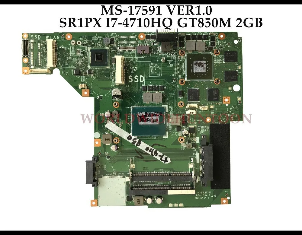 Высококачественная версия 100% для ноутбука MSI GE70 материнская плата SR1PX MS 17591 GT860M 2