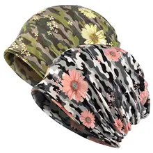 Женская хлопковая химиотерапия шляпа бини шарф-бини шапка бандана для рака(2 упаковки зеленый и серый