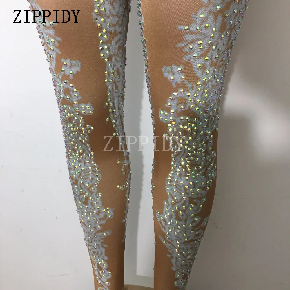 AB Rhinestones Sparkly Jumpsuit Fashion Sexy Nude Big Stretch Dance Costume One-piece Bodysuit Birthday Outfit Party Leggings AB Rhinestones Sparkly Jumpsuit Fashion Sexy Nude Big Stretch Dance Costume One-piece Bodysuit Birthday Outfit Party Leggings