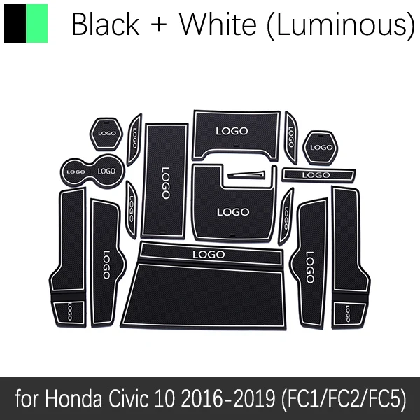 Противоскользящий коврик для ворот резиновая подставка для Honda Civic 10 10th Gen 10 FC FC1 FC2 FC5 аксессуары для стайлинга автомобилей - Название цвета: White Luminous