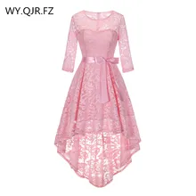 OML530# спереди короткое длинное сзади цвет красного вина розовый бант средний рукав платья подружек невесты свадебное платье для выпускного вечера одежды