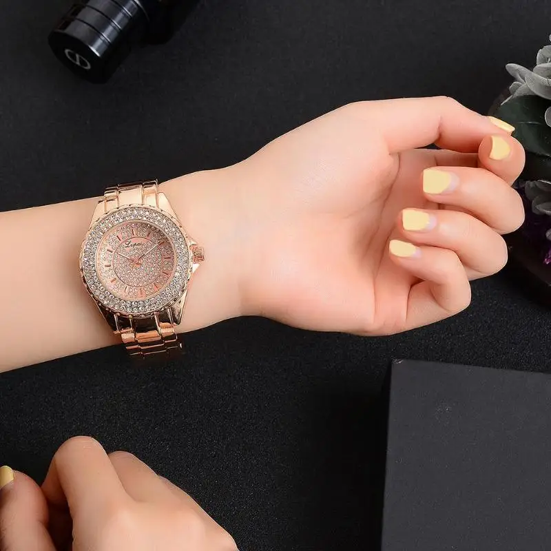

New arrival Luxury Stainless Steel Strap Casual Men's Watches Women Drtch Business Women Rhinestone Dial Wristwatch Dropshipping