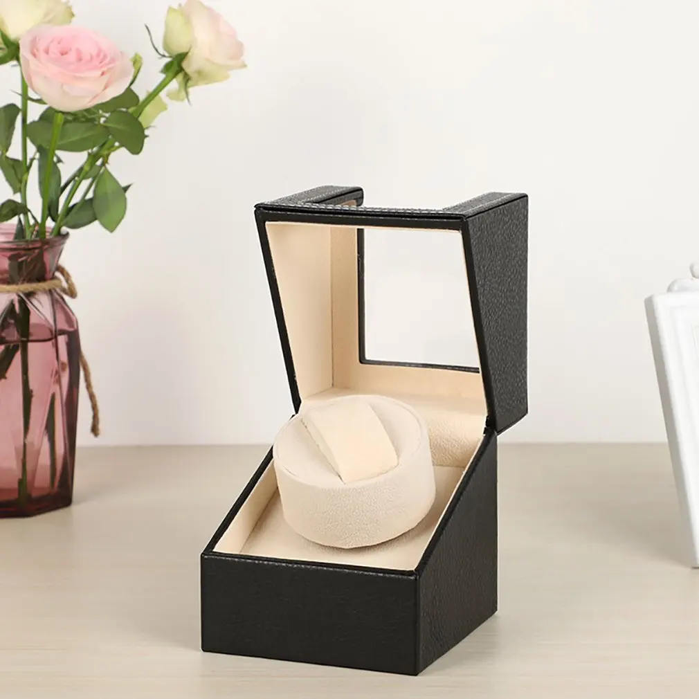 

Automatic Electric Mechanical Watch Shaker Motor Rotary Storage Case Box Single Slot Watch Motor Watch Winder Holder Black Brown