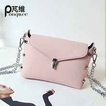PONGWEE Qualität Leder Frauen Party Tag Kupplungen Schultertasche Frauen Handtasche Mode Kupplung Geldbeutel Metallkette Brieftasche