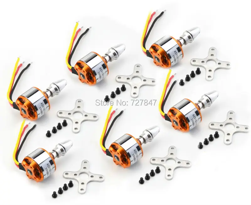 6pcs A2212 2212 Brushless Motor 1000KV for RC F450 F550 Aircraft Plane Multi-copter Brushless Outrunner Motor +Free shipping 4pcs a2212 1400kv brushless outrunner motor for rc quadcopter multi copter x kk aircraft