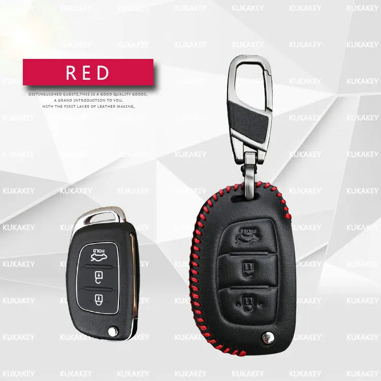 Kukakey Флип складной Ключи чехол для Hyundai Avante Grandeur Соната Santafe i30 HB20 hb20x кожаный брелок держатель Крышка - Название цвета: Red