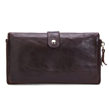 

Hot fashion retro style men wallet top layer cowhide long wallet high quality genuine leather male long zipper purse