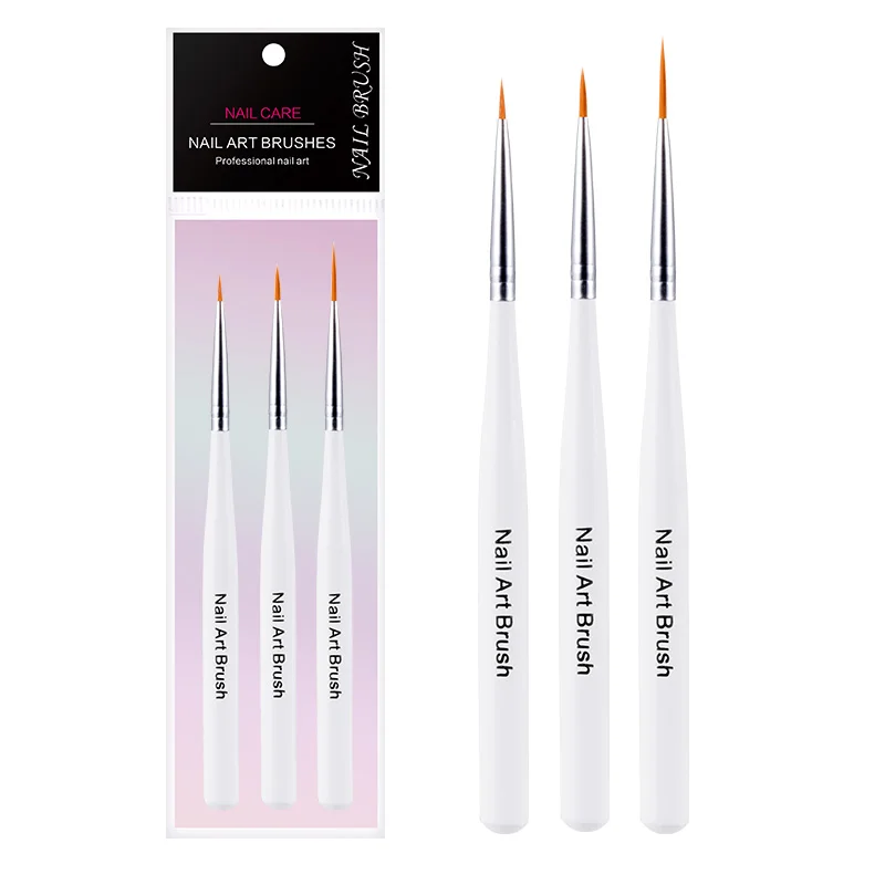 

Modelones 3Pcs/Set Nail Art Painting Flower Brush Tools White Color Plastic Handle Drawing Pen Kit Professional Varnish Brush