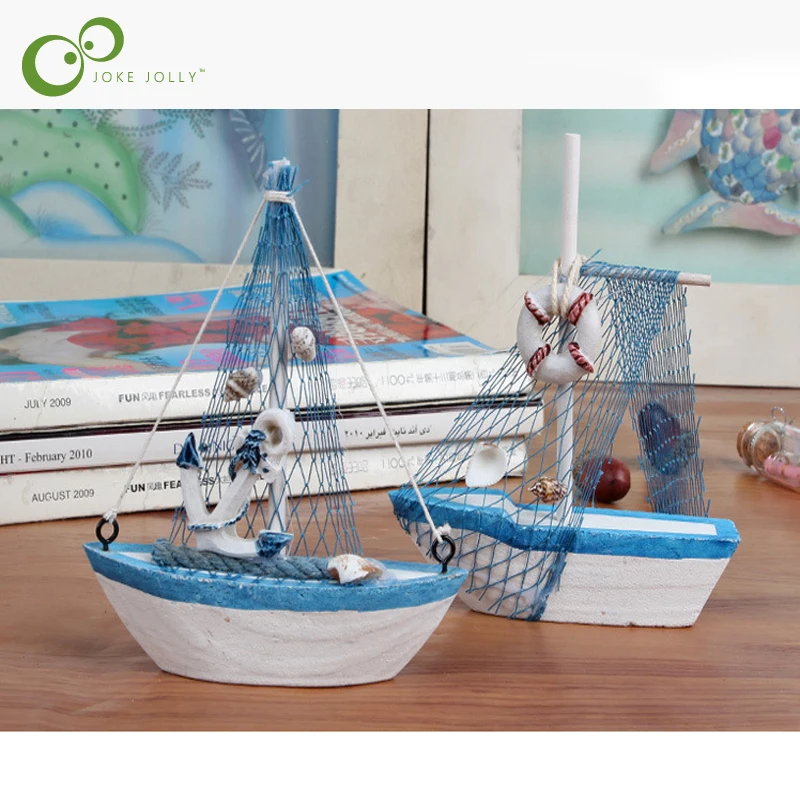 

Mini sailing boat model Vogue Nautical home Decoration Cloth Sailboat Model Flag Table Ornament wood crafts toy for kids WYQ