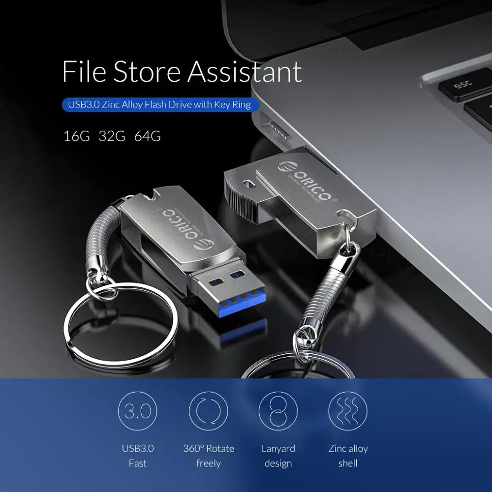 USB флеш накопитель ORICO 64 ГБ 32 16 3 0 интерфейс A диск с кольцом для ключей мобильный