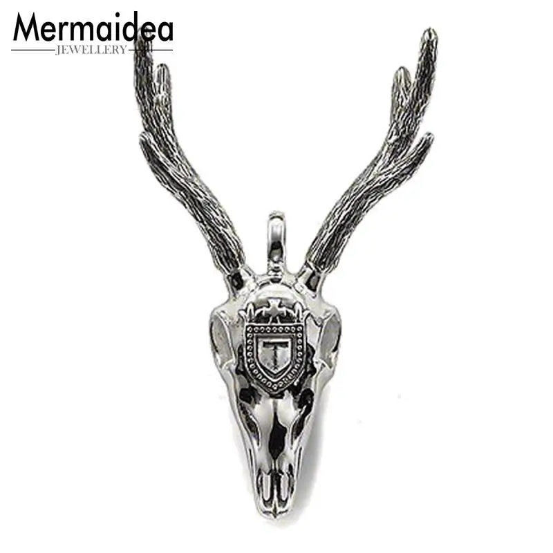 

Pendants Deer Antlers 2019 Brand Punk Fashion Jewelry Style Rebel Silver Bijoux Necklace Accessories Gift For Men