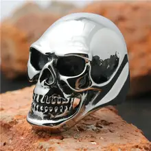 Tamaño 7 a tamaño 15 acero inoxidable 316L grande del cráneo Silver Cool anillo diseño más reciente
