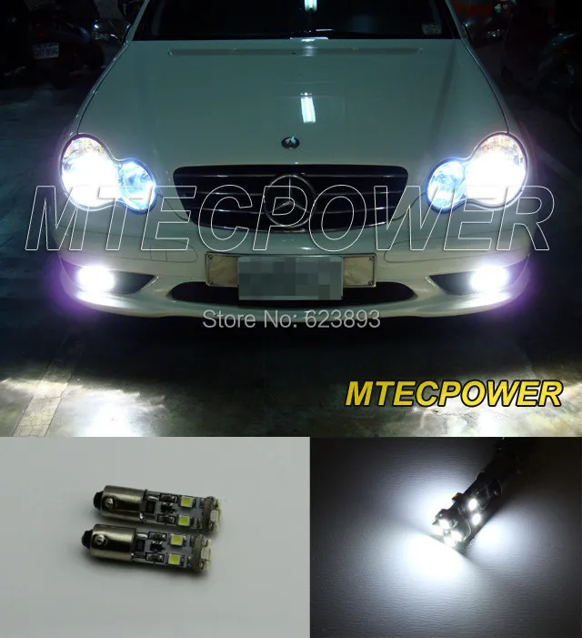 

Free shipping,2x No Error 8-SMD LED Parking City Lights Bulbs BA9S For Mercedes Benz W210 E320