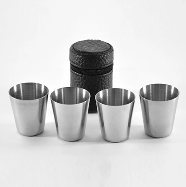 4pcs/set mini 30ml Portable Stainless Steel Wine Cups Drinking Liquor