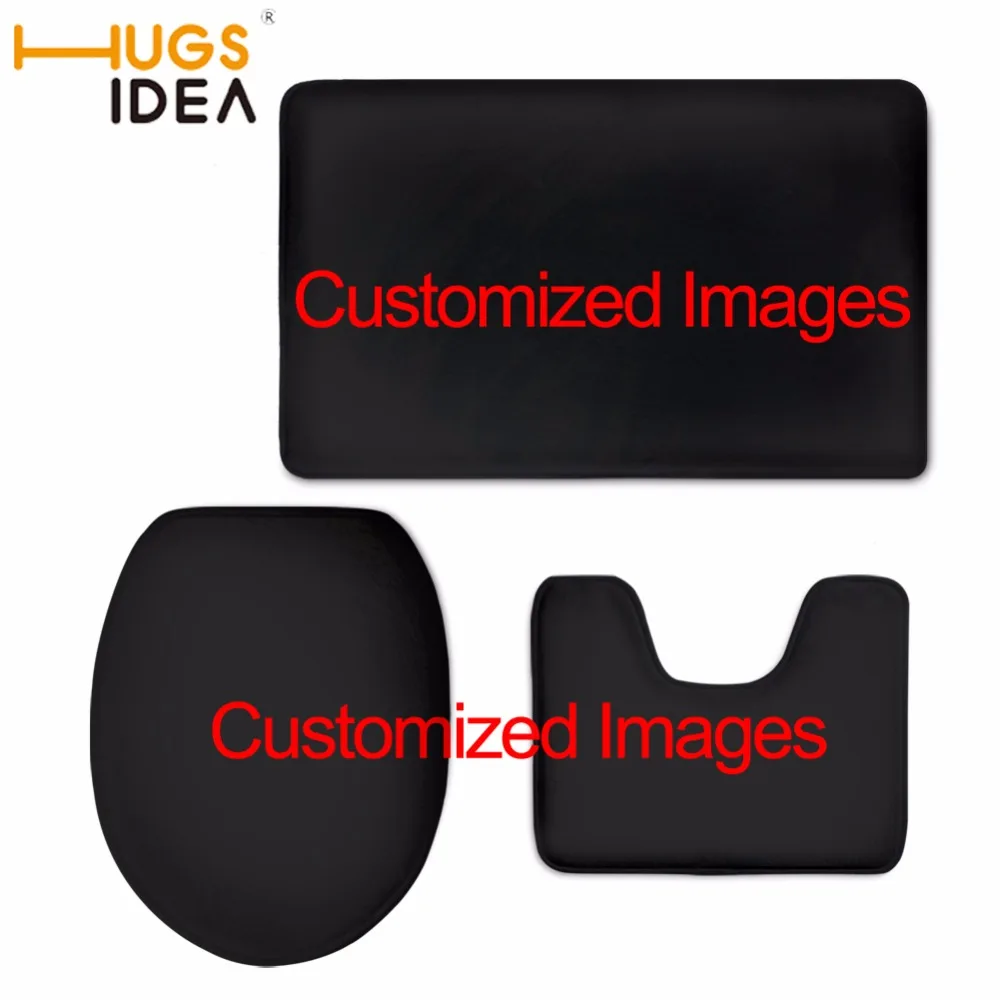 

HUGSIDEA Custom Toilet Seat Cover Bathroom Accessories Bath WC Non-Slip Mat Contour Rug with Lid Cover 3 Piece Set