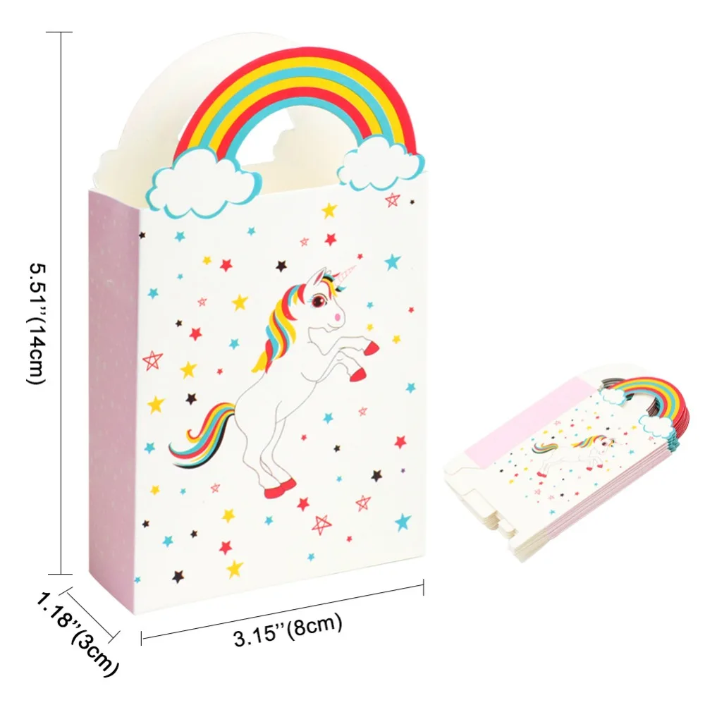 OurWarm 10 шт Мини крафт бумажные пакеты Единорог партия День рождения бумажные пакеты с ручками бумажное украшение для свадьбы Подарочный пакет 14x8x3cm