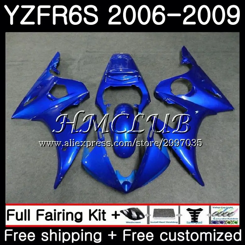 Bodys For YAMAHA YZF 600 YZF600 Gloss blue R6S 2006 2007 2008 2009 23HC.18 YZF-600 YZFR6S YZF-R6S 06 07 08 09 Fairing Kit | Автомобили и
