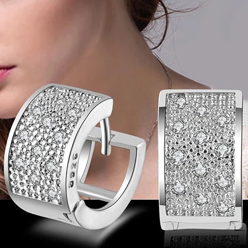 Bluelans Fashion Women Crystal Silver Plated Hoop Earrings Jewelry | Украшения и аксессуары