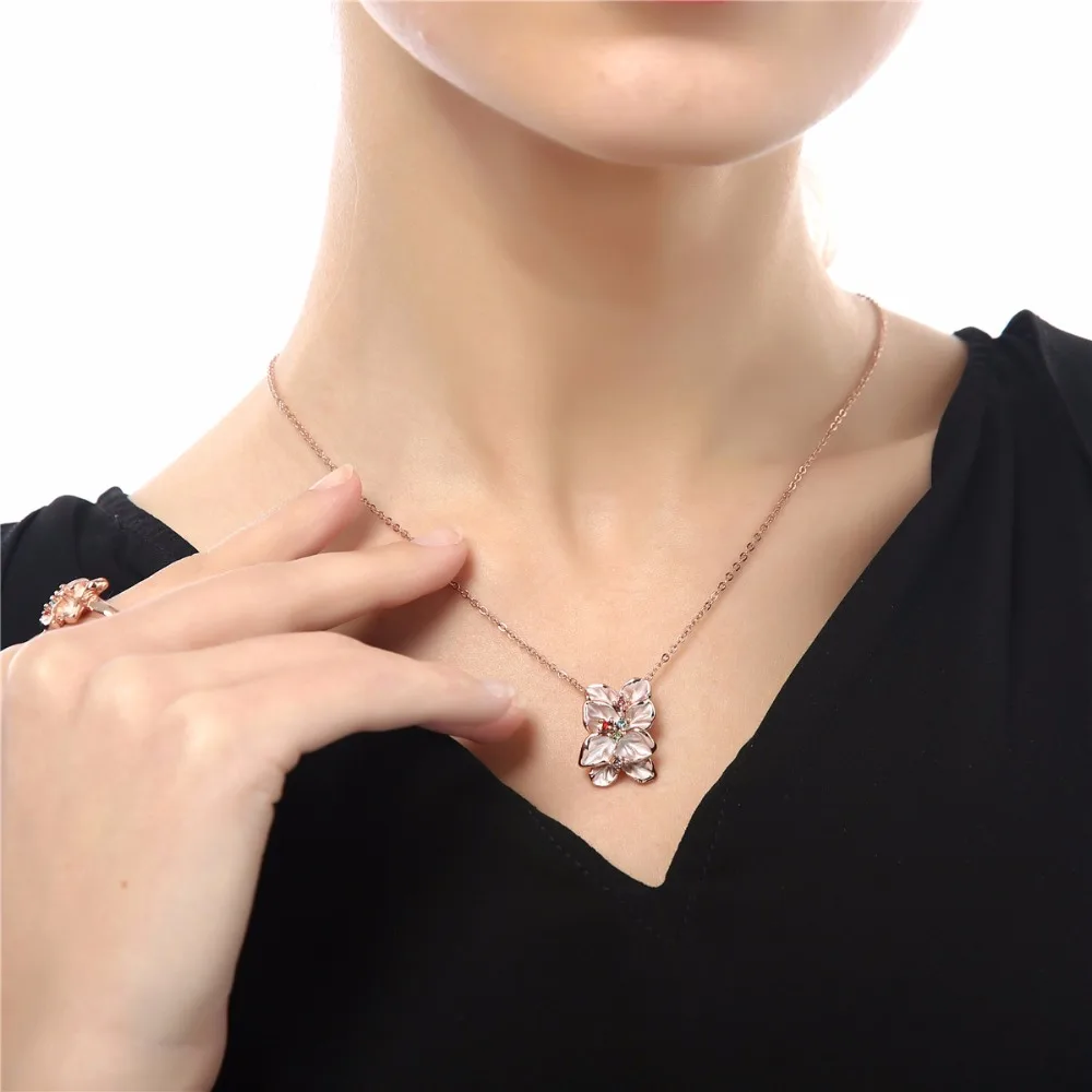 Женское ожерелье с подвеской в виде листа и цветка золотого цвета|necklace jewelry|brand