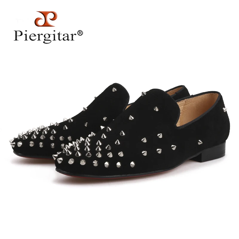 black loafers with silver spikes