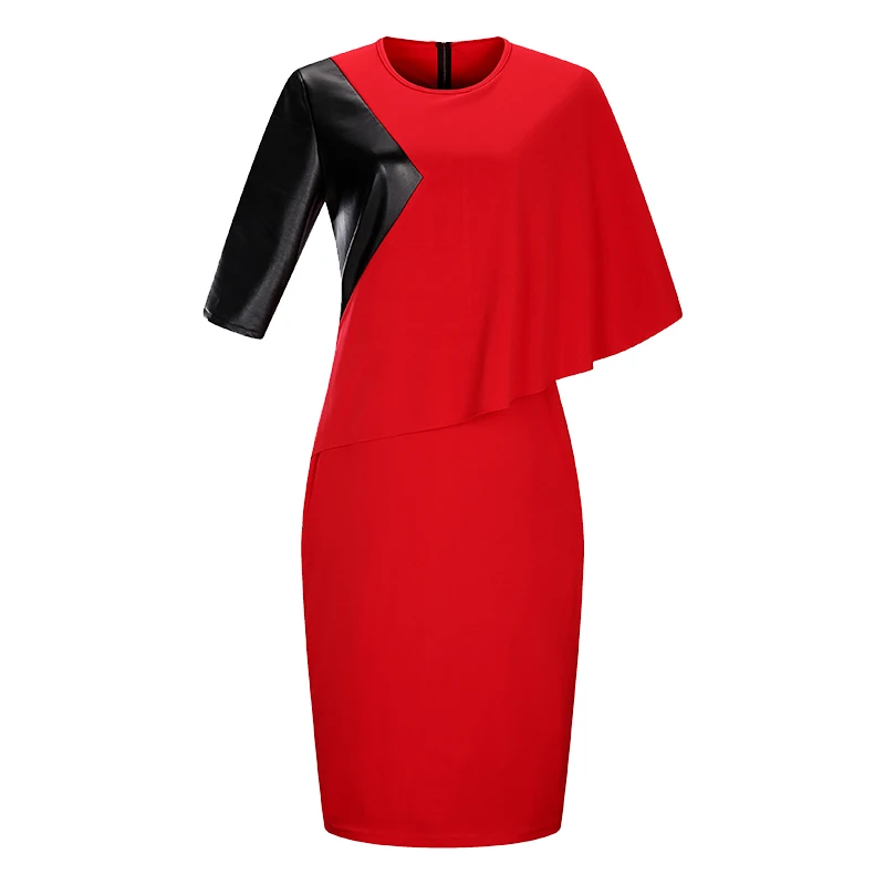 2017 Fashion Brand Women Dress Plus Size 6XL Autumn Batwing Sleeve Half Straight Patchwork O Neck Vestidos Maxi Casual Dresses