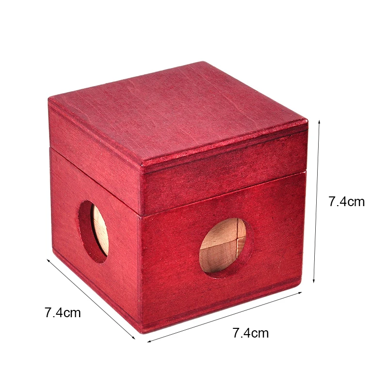 IQ Wooden Soma Cube Red Wooden Box with Cube Puzzle Logic Brain Teaser Wood Game Toys 3D Puzzles for Teens Adults Children Gifts 6