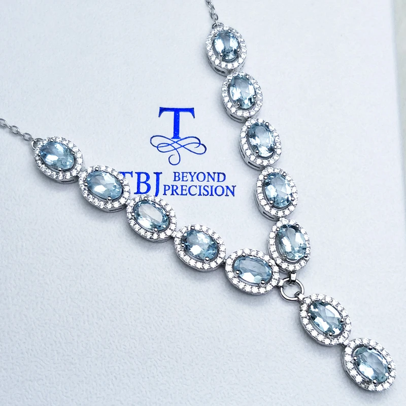 TBJ роскошное ожерелье с подвеской из серебра 925 пробы натуральный oval4 * 6 мм 4.8ct